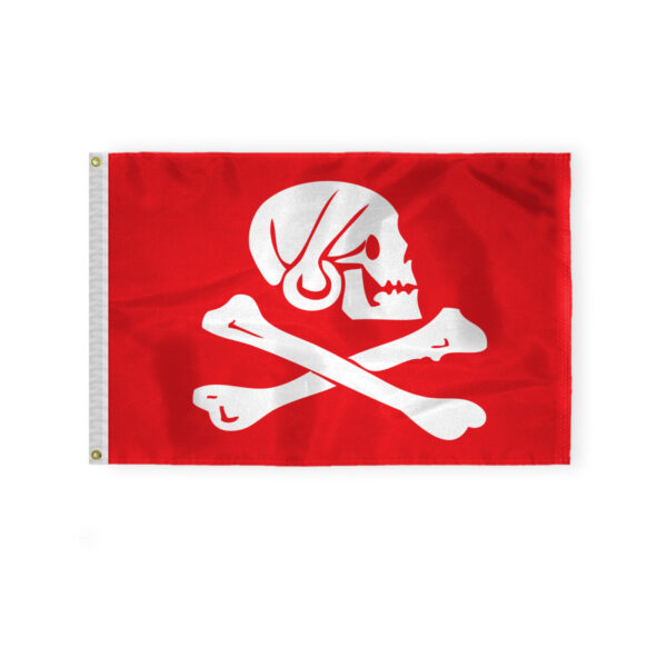 AGAS Henry Every Red Jolly Roger Skull CrossBones Death Pirate Flag 2' x 3' ft