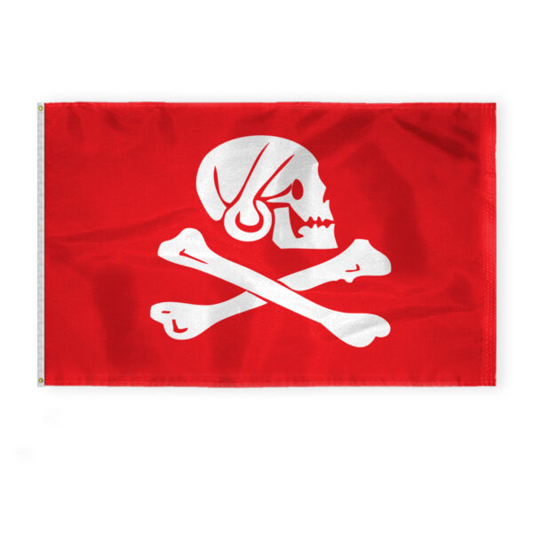 AGAS Large Crimson Pirate Flag Henry Every Red Jolly Roger 4x6 Ft Foot