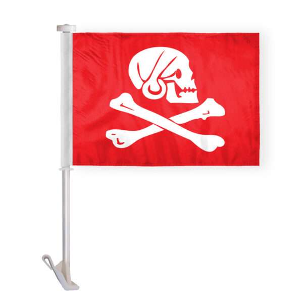 AGAS Red Pirate Henry Every Premium Car Window Clip-On Flag: Double