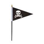 AGAS Jolly Roger Bow Pennant Pirate Small Hand Waving Flag 4x6 inch