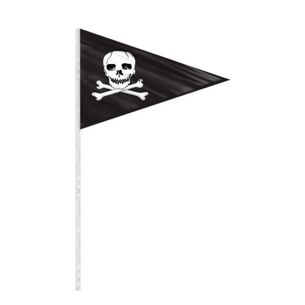 AGAS Pirate Jolly Roger Pennant Antenna Flag For Cars with Gold Fringe 4x6 inch