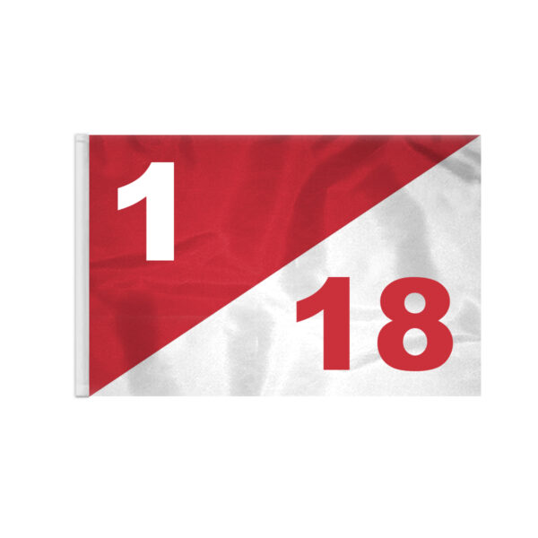 AGAS 14x20 inch Diagonal Red White Golf Flag Dual Numbers 1 18