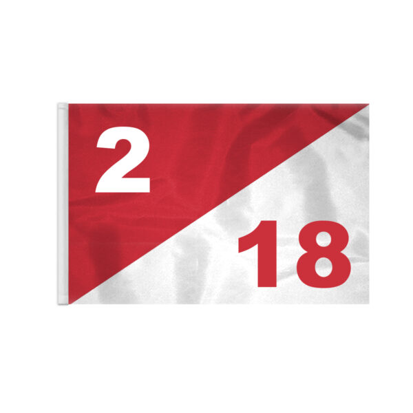 AGAS 14x20 inch Diagonal Red White Golf Flag Dual Numbers 2 18