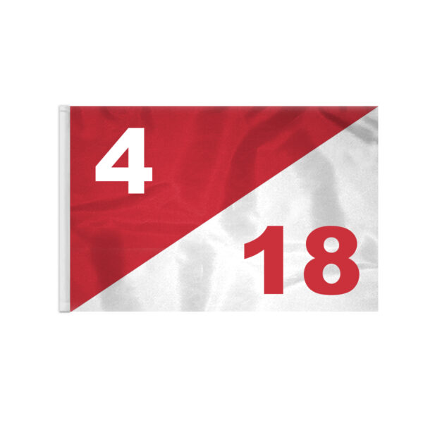 AGAS 14x20 inch Diagonal Red White Golf Flag Dual Numbers 4 18