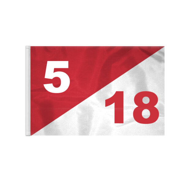 AGAS 14x20 inch Diagonal Red White Golf Flag Dual Numbers 5 18