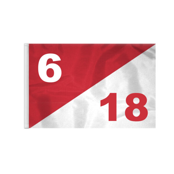 AGAS 14x20 inch Diagonal Red White Golf Flag Dual Numbers 6 18