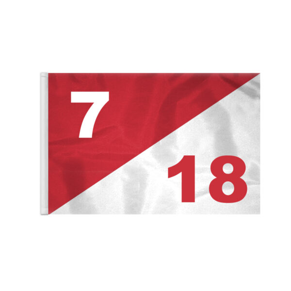 AGAS 14x20 inch Diagonal Red White Golf Flag Dual Numbers 7 18