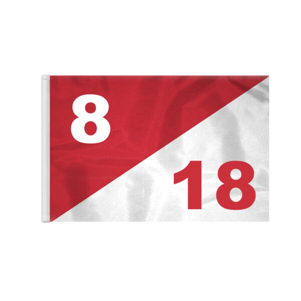 AGAS 14x20 inch Diagonal Red White Golf Flag Dual Numbers 8 18
