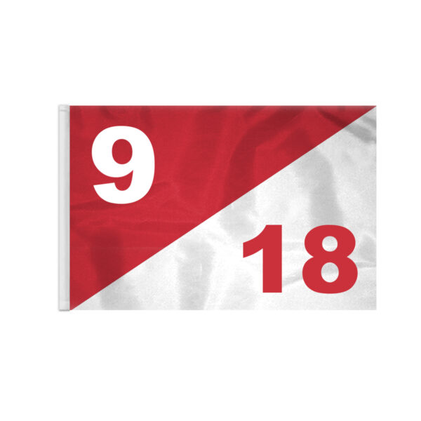 AGAS 14x20 inch Diagonal Red White Golf Flag Dual Numbers 9 18