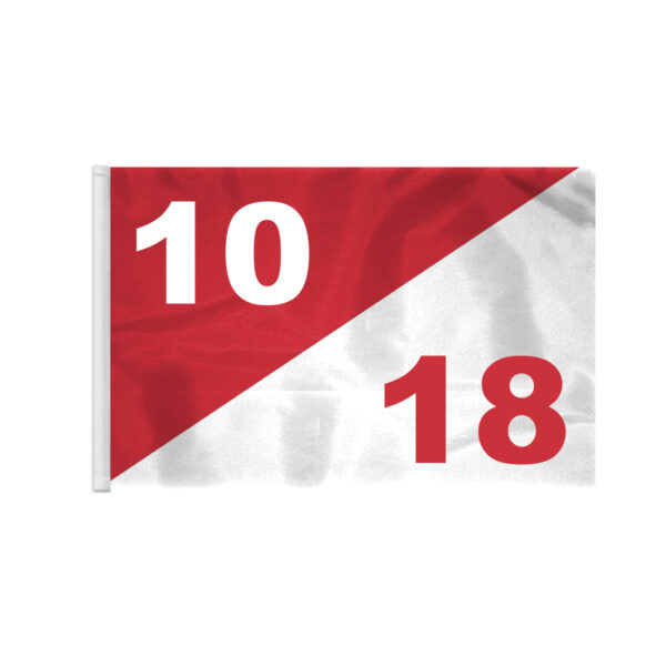 AGAS 14x20 inch Diagonal Red White Golf Flag Dual Numbers 10 18