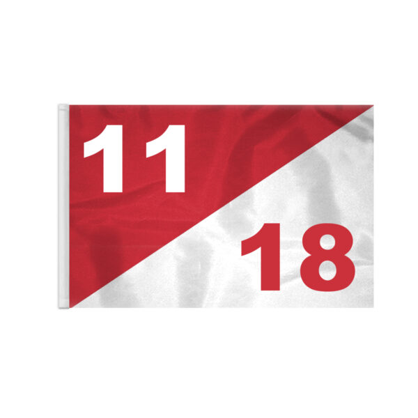 AGAS 14x20 inch Diagonal Red White Golf Flag Dual Numbers 11 18