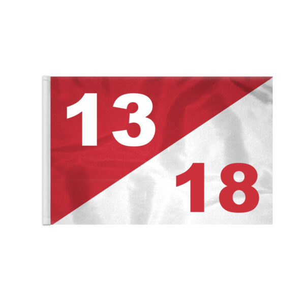 AGAS 14x20 inch Diagonal Red White Golf Flag Dual Numbers 13 18