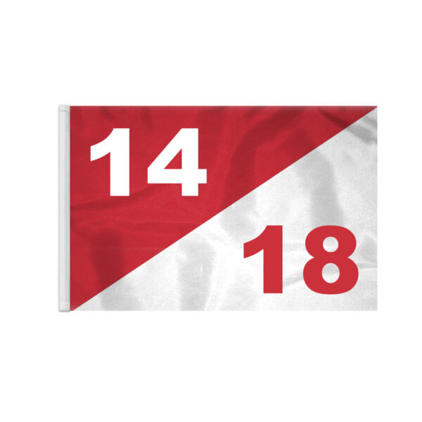 AGAS 14x20 inch Diagonal Red White Golf Flag Dual Numbers 14 18
