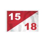 AGAS 14x20 inch Diagonal Red White Golf Flag Dual Numbers 15 18