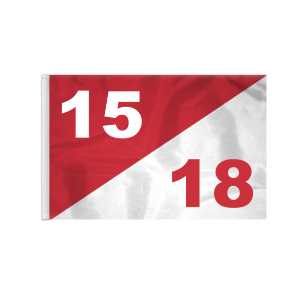 AGAS 14x20 inch Diagonal Red White Golf Flag Dual Numbers 15 18