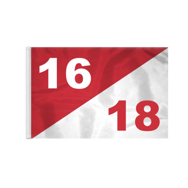 AGAS 14x20 inch Diagonal Red White Golf Flag Dual Numbers 16 18