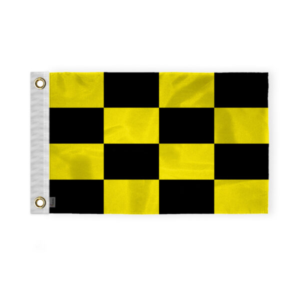 AGAS Regulation Checkered Grommet Style Flags, Black & Yellow 14x18 inch