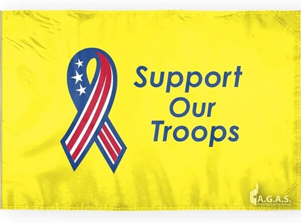 AGAS 6x9 Inch Support our Troops Yellow Military Motorcyle Flags