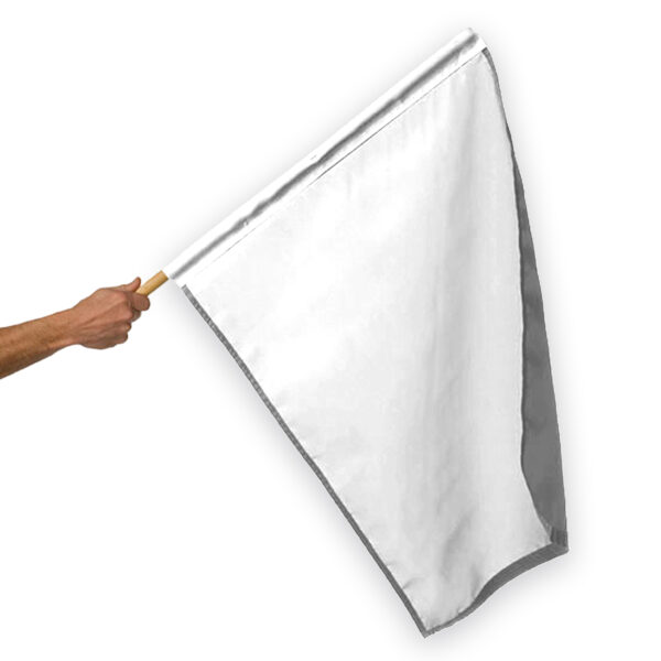 AGAS White Racing Flag One Lap to Go Stick Flag 24x30 inch