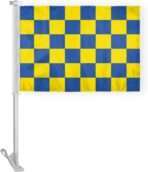AGAS Blue Yellow Checkered Car Flags - 10.5x15 inch