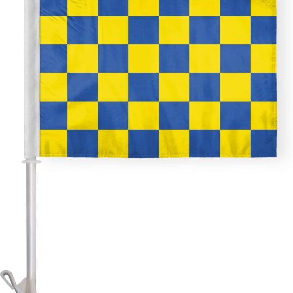 AGAS Blue Yellow Checkered Car Flags - 10.5x15 inch