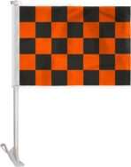 AGAS Black Orange Checkered Car Flags - 10.5x15 inch