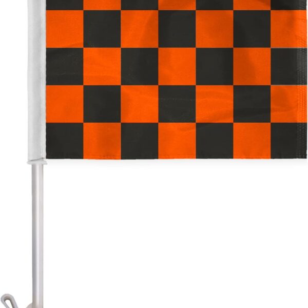 AGAS Black Orange Checkered Car Flags - 10.5x15 inch