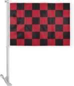 AGAS Red Black Checkered Car Flags - 10.5x15 inch