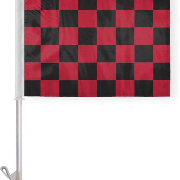 AGAS Red Black Checkered Car Flags - 10.5x15 inch