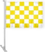 AGAS Yellow White Checkered Car Flags - 10.5x15 inch