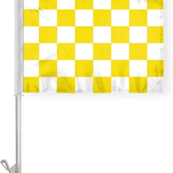 AGAS Yellow White Checkered Car Flags - 10.5x15 inch