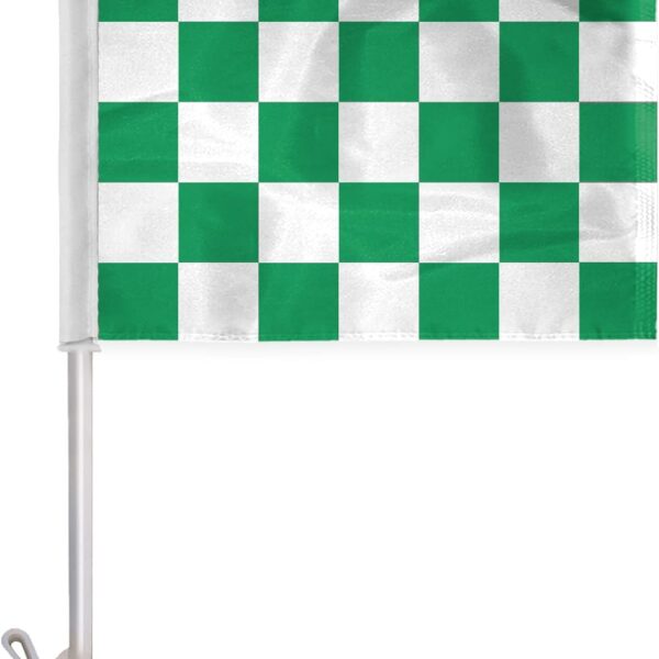 AGAS Green White Checkered Car Flags - 10.5x15 inch