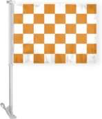 AGAS Orange White Checkered Car Flags - 10.5x15 inch