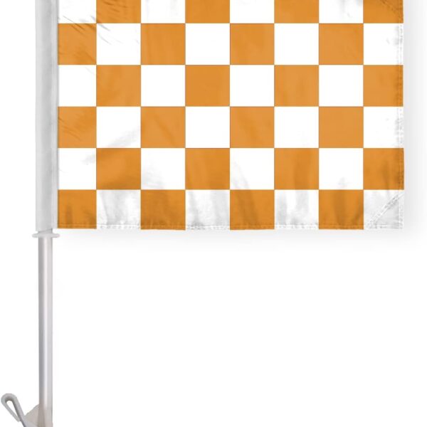 AGAS Orange White Checkered Car Flags - 10.5x15 inch