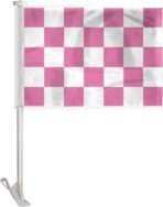 AGAS Pink White Checkered Car Flags - 10.5x15 inch