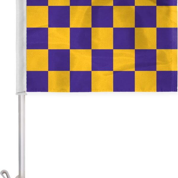 AGAS Purple Gold Checkered Car Flags - 10.5x15 inch