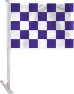 AGAS Purple White Checkered Car Flags - 10.5x15 inch