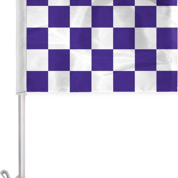 AGAS Purple White Checkered Car Flags - 10.5x15 inch
