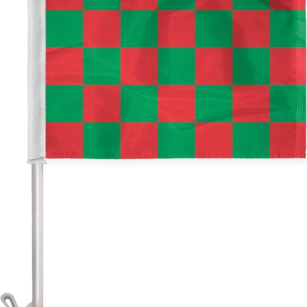 AGAS Red Green Checkered Car Flags - 10.5x15 inch
