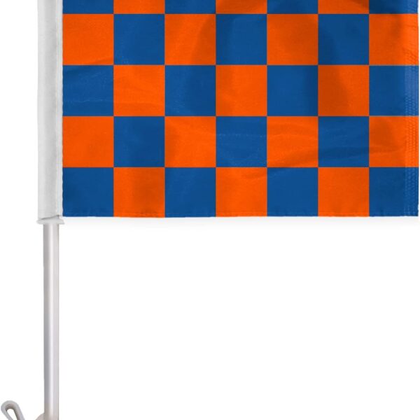 AGAS Red Blue Checkered Car Flags -10.5x15 inch - Printed Single Sided on Wrap Knitted Polyester Fabric