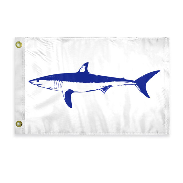 AGAS Mako Shark Novelty Boat Flag - 12 x 18 inch - Double Sided Printed 200D Nylon - Solid Brass Eyelets Canvas Heading - Vivid Colors Fade Proof - Mako Shark Funny Boat Nautical Flag