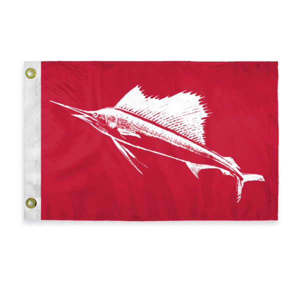 AGAS Sailfish Novelty Boat Flag - 12 x 18 inch - Double Sided Printed 200D Nylon