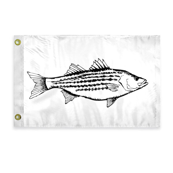 AGAS Striped Bass Novelty Boat Flag - 12 x 18 inch - Double Sided Printed 200D Nylon