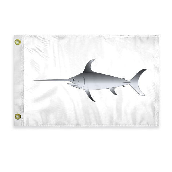 AGAS Sword Fish Novelty Boat Flag - 12 x 18 inch - Double Sided Printed 200D Nylon