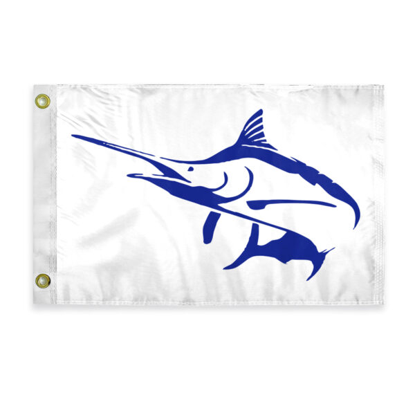 AGAS Blue Marlin Novelty Boat Flag - 12 x 18 inch - Double Sided Printed 200D Nylon