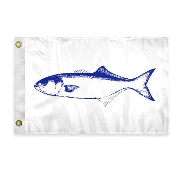 AGAS Blue Fish Novelty Boat Flag - 12 x 18 inch - Double Sided Printed 200D Nylon - Solid Brass Eyelets Canvas Heading - Vivid Colors Fade Proof - Blue Fish Funny Boat Nautical Flag