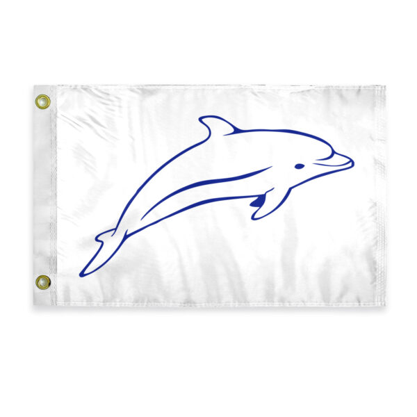 AGAS Dolphin Novelty Boat Flag - 12 x 18 inch - Double Sided Printed 200D Nylon