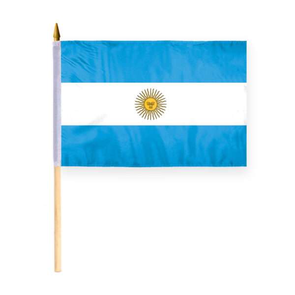 AGAS Argentina Stick Flag with Seal 12x18 inch mounted onto 24 inch Wood Pole