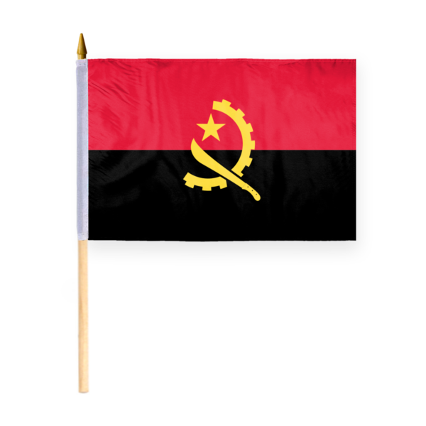 AGAS Small Angola Flag 12x18 inch mounted onto 24 inch Wood