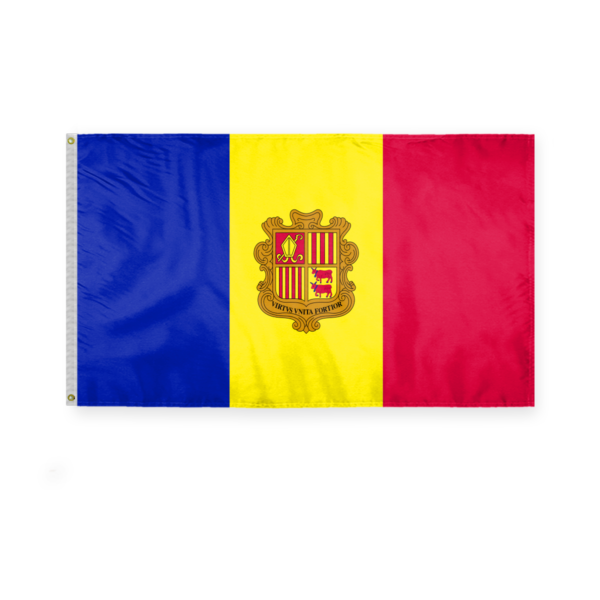 AGAS Andorra Flag with Official Seal 3x5 ft Polyester Fabric Double